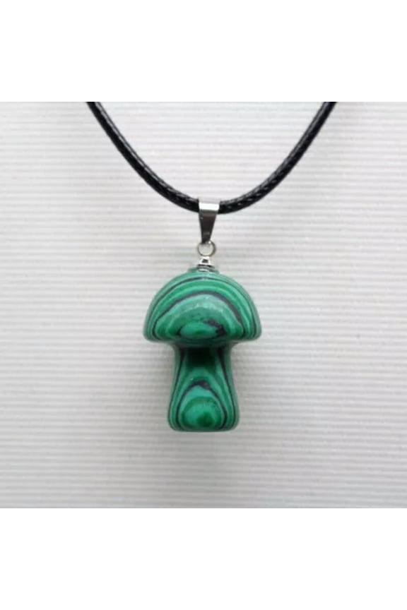 100pcs Natural Gem Stone Quartz Crystal Hand Carved Mushroom Pendant Necklace-malachite