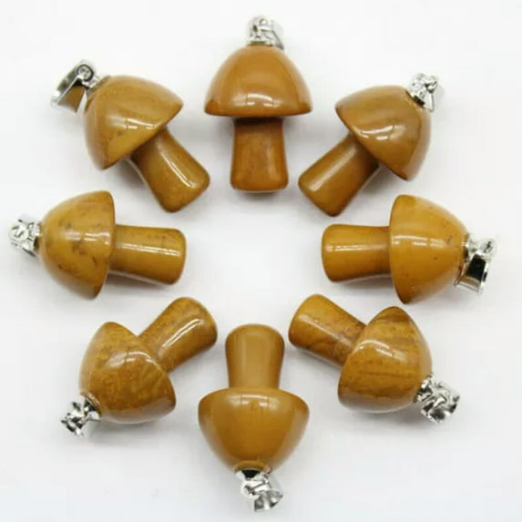 K-KED 100pcs Natural Stone Quartz Crystal Mushroom Pendants for DIY Delicate Jewelry Wholesale-egg yolk