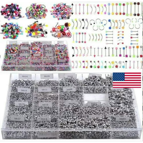 K-KED 105pcs Mixed Tongue Eyebrow Lip Belly Navel Ring Bar Body Piercing Delicate Jewelry Gifts-85pcs Mixed Random style