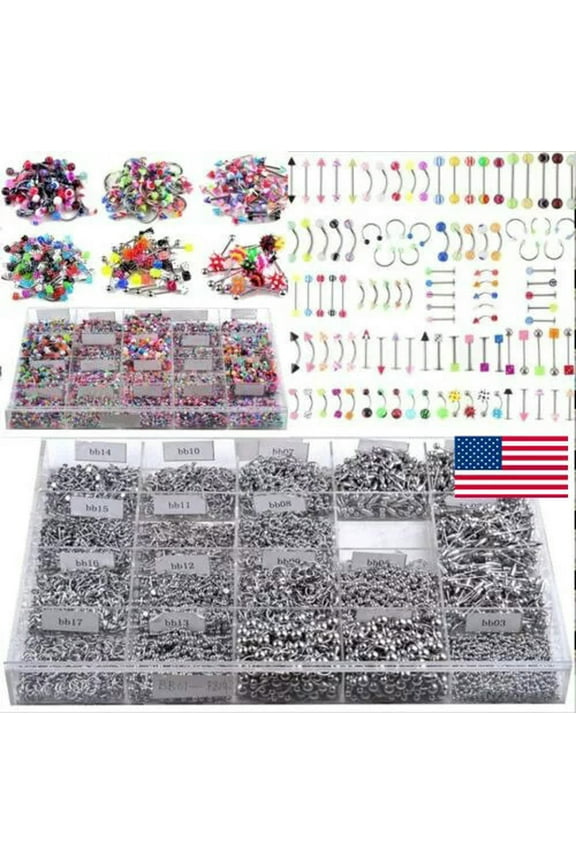 105pcs Mixed Tongue Eyebrow Lip Belly Navel Ring Bar Body Piercing Delicate Jewelry Gifts-85pcs Mixed Random style