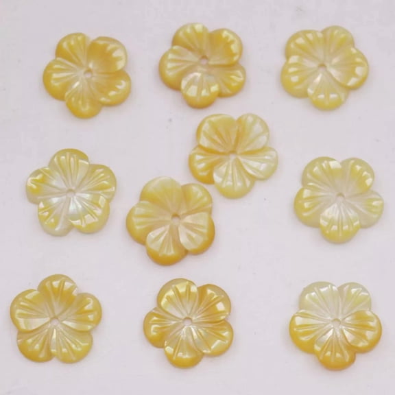 K-KED 10PCS 12mm Shell Flower Natural Yellow Sea Shell Charm Beads Beach Delicate Jewelry DIY