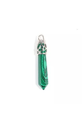 10PCS 63mm Natural Long Hexagonal Pointed Pendant Reiki Chakra Healing Stone-malachite