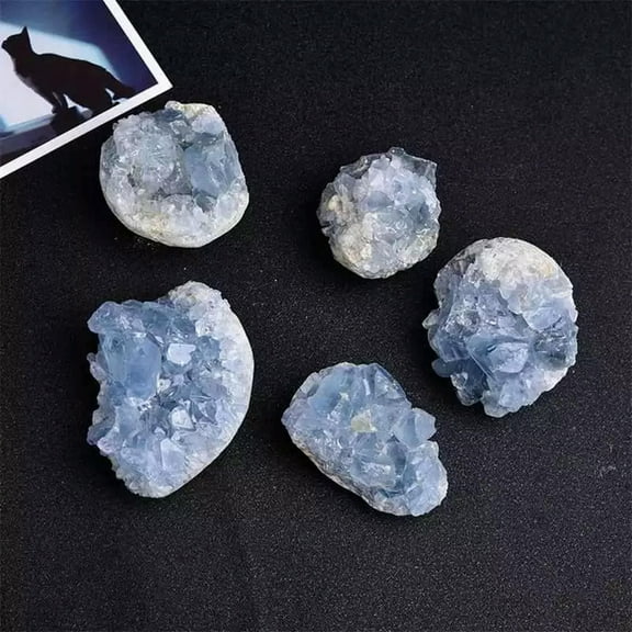 K-KED 10Pcs 10-30g Natural Celestite Cluster Quartz Raw Stone Crystal Druzy Geode Gift