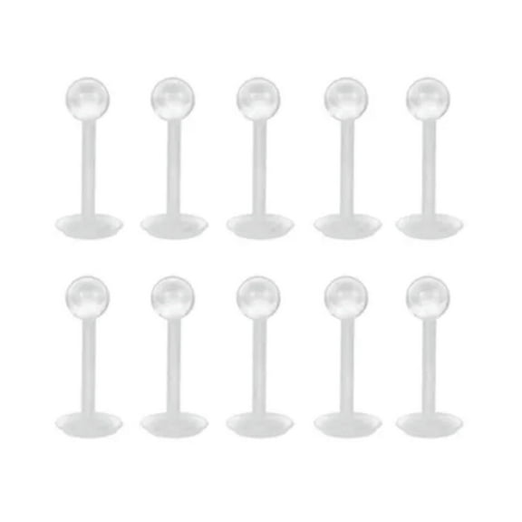 K-KED 10Pcs Acrylic Eyebrow Labret Lip Nose Ring Eyebrow Studs Body Piercing Jewelry-Labret