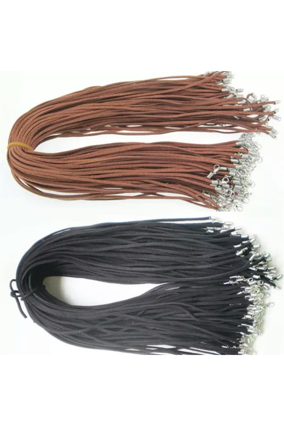 10Pcs Black Suede Leather String Necklace Cord With Clasp DIY Delicate Jewelry Making.-Black