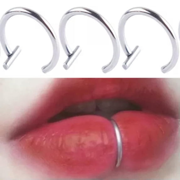 K-KED 10Pcs Fake Nose Ring Surgical Steel Non Piercing lip ring Body Piercing Ring-1mmx10mm no bead