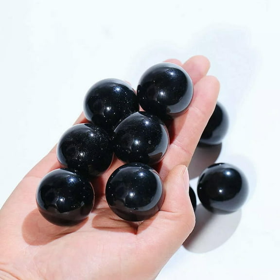 K-KED 10Pcs Natural Black Obsidian Quartz Crystal Ball Reiki Mineral Stone Sphere 40mm