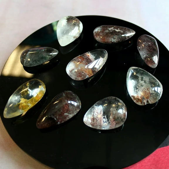 K-KED 10Pcs Natural Ghost Phantom Gemstone Quartz Crystal Specimen Healing Chakra Rock-default
