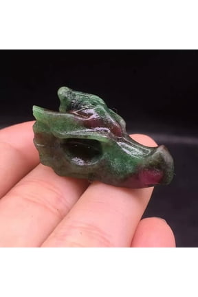 10Pcs Natural Ruby in Zoisite Quartz Crystal Dragon Head Skull Carved Vivid Gift