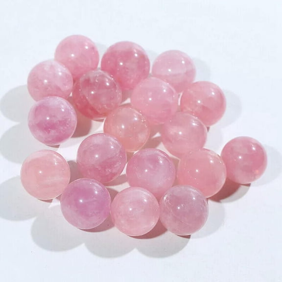 K-KED 10Pcs Wholesale 30mm Natural Pink Rose Quartz Crystal Sphere Energy Ball + Stand
