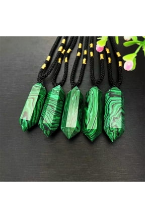 10Pcs/lots Raw Natural Rock Malachite Pendant Quartz Obelisk Crystal Necklaces