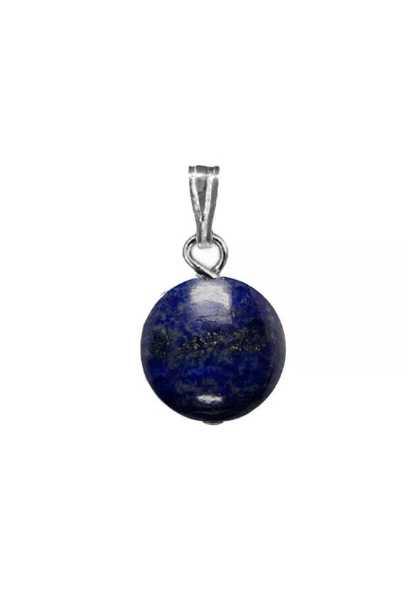 10mm GENUINE LAPIS LAZULI BEAD / BALL / SPHERE 925 STERLING SILVER PENDANT