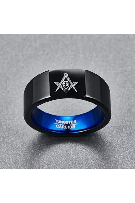 10mm Laser Masonic Sign Tungsten Carbide Ring Men's Retro Freemason Wedding Ring-9