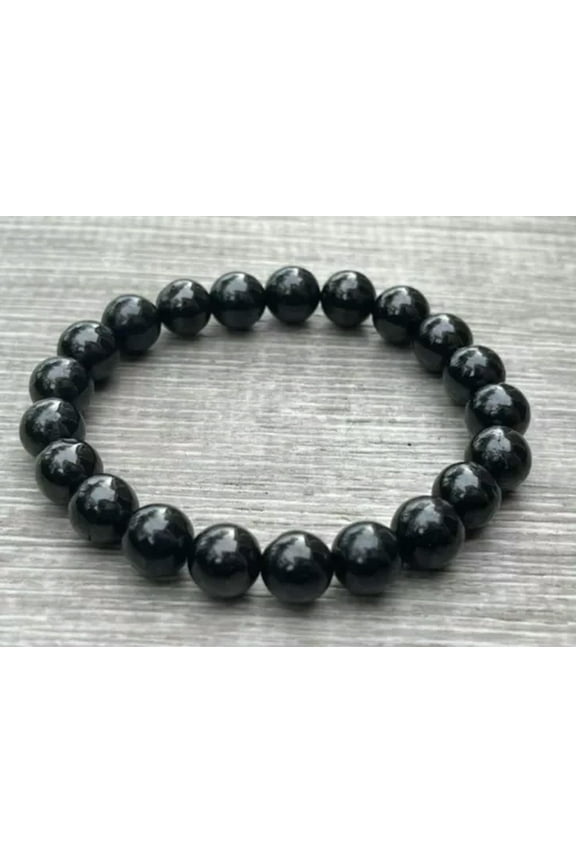 10mm Shungite Bracelet, Genuine Shungite Gemstone Beads,Radiation EMF Protection