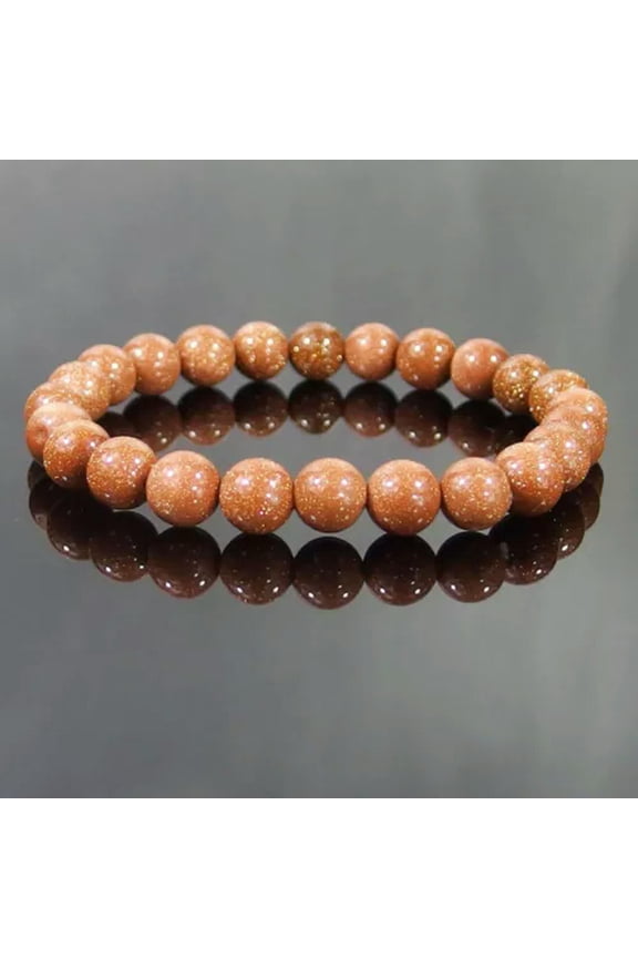 10pcs 8mm Natural Gemstone Beads Stretchy Bracelet Agate Jade Crystal Healing-golden sand jasper-7 1/2"(26pcs beads)