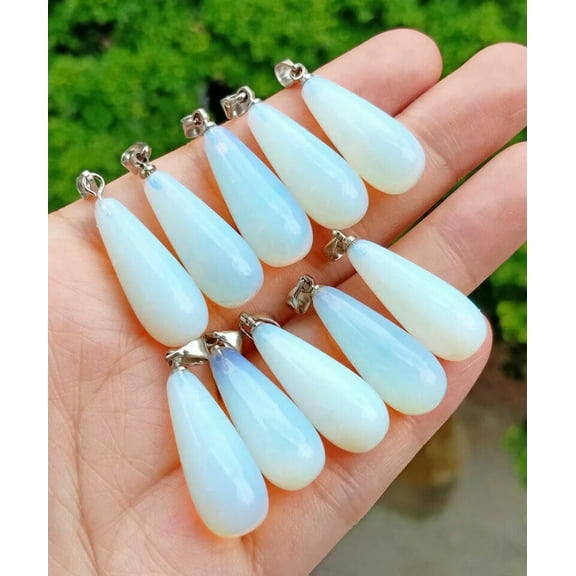 K-KED 10pcs AAA Opal Gems stone Drop Pendants Chakra Reiki Healing Amulet