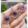 thumbnail image 1 of K-KED 10pcs Amethyst Gems Sun Pendants Magic Chakra Reiki Healing Amulet, 1 of 5