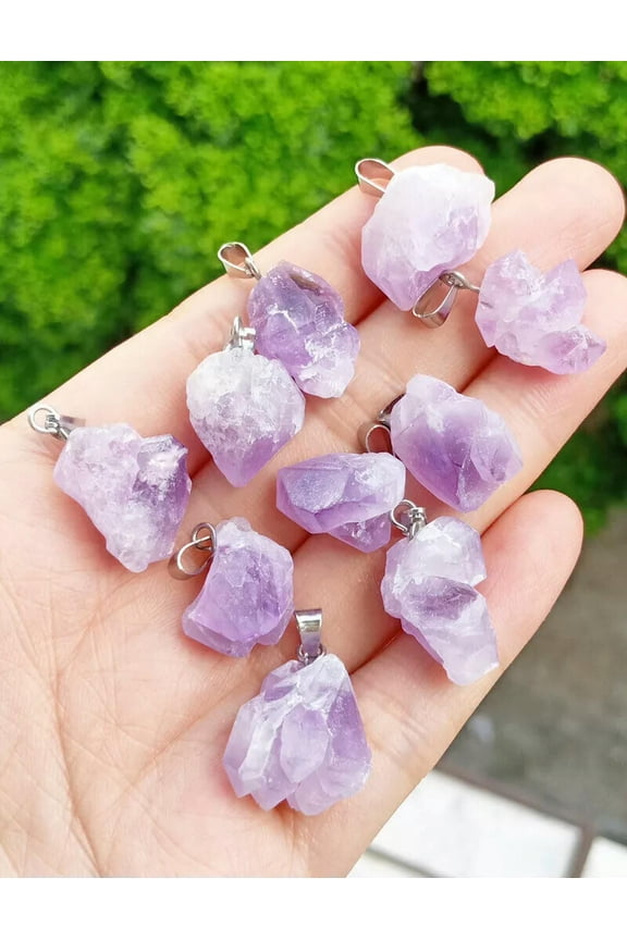 10pcs Amethyst stone Pendants Reiki Healing Amulet