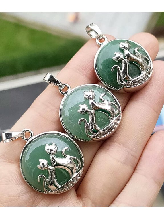 10pcs Aventurine Gems Kitty Cat Love Pendants Magic Reiki Healing Amulet