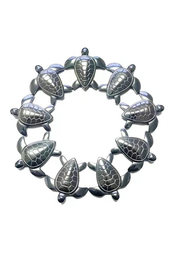 10pcs Black Hematite Carved Sea Turtle Pendant Bead 43x43x7mm Delicate Jewelry Making