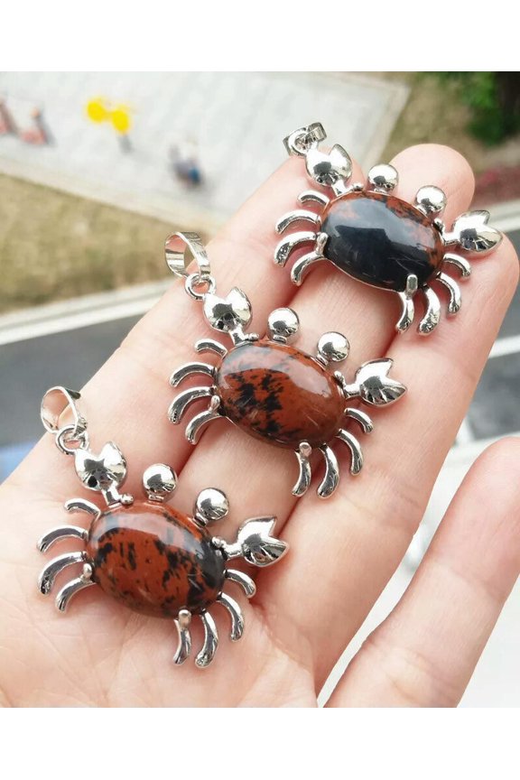 10pcs Coffee Jasper Gems Stone crab Pendants Chakra Reiki Healing Amulet