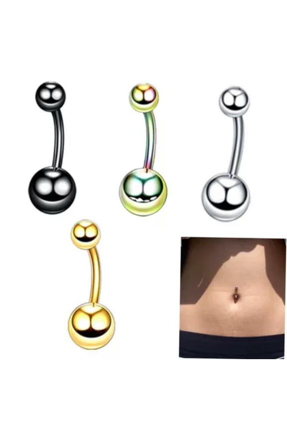 10pcs Colorful Stainless Steel Belly Button Navel Belly Bars Body Piercing 14G-Gold