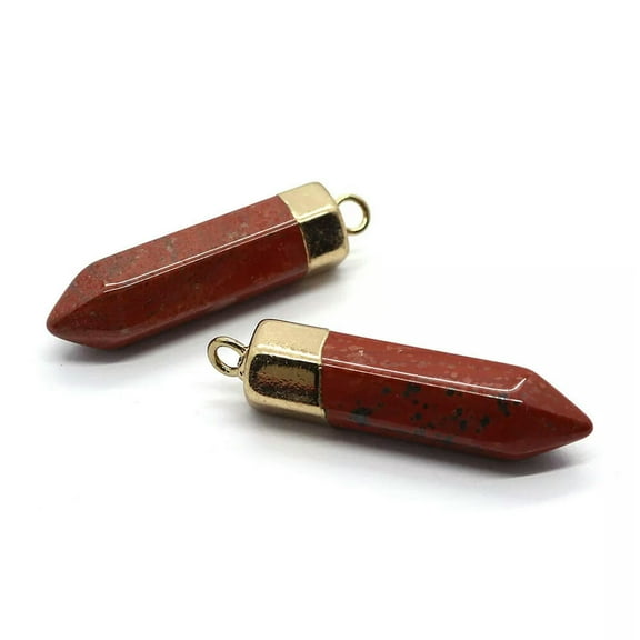 K-KED 10pcs Flame Jasper Column Natural Stone Crystal Healing Chakra For Jewelry