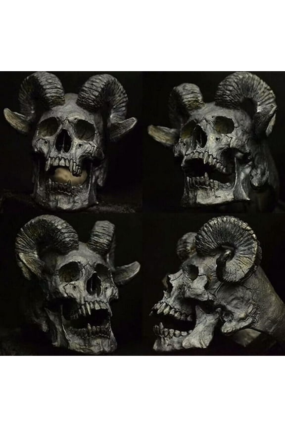 10pcs Gothic Horned Demon Skull Silver Men's Biker Rider Ring Punk