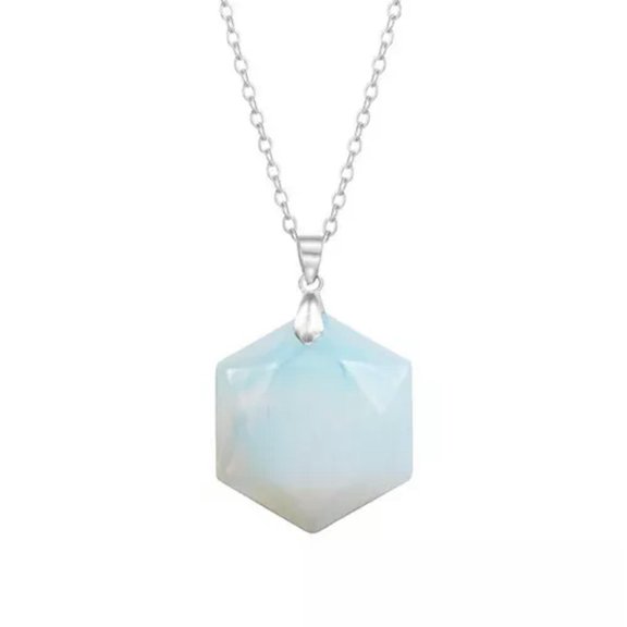 K-KED 10pcs Hexagram Natural Stone Necklace Reiki Crystal Couples Lucky Love Pendant -Opal