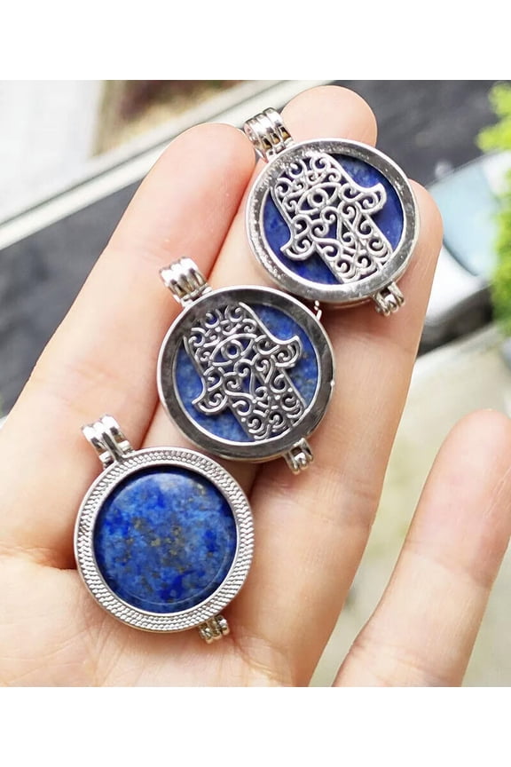 10pcs Lapis Lazuli Gems Hand Of God Pendants Box Chakra Reiki Healing Amulet