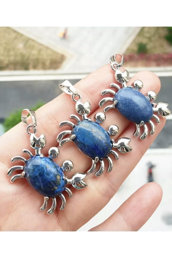 10pcs Lapis Lazuli Gems Stone crab Pendants Chakra Reiki Healing Amulet