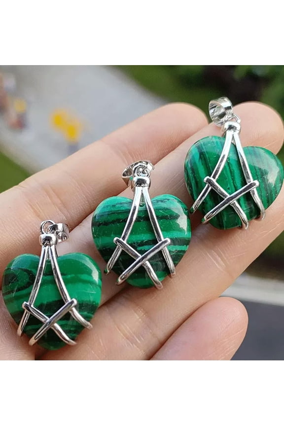 10pcs Malachite Gems Heart Pendants Prism Magic Reiki Healing Chakra Amulet