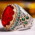 thumbnail image 1 of K-KED 10pcs Men's Women Vintage Charm Ring Wholesale Mixed Lots Gemstone Stone Ring-TJZ22021Red-Size#10, 1 of 8