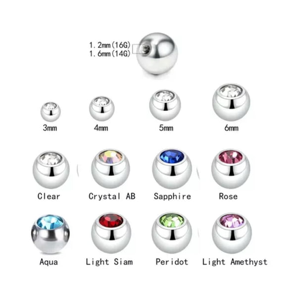 K-KED 10pcs Multicolor Gem Replacement Balls Horseshoe Barbell Labret Body Piercing-Light Amethyst-16G 3mm
