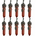 thumbnail image 1 of K-KED 10pcs Natural Red Jasper Stone Hexagonal Prism Healing Point Pendant DIY, 1 of 2