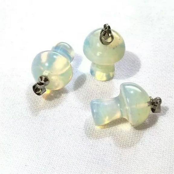 K-KED 10pcs Natural Stone Mushroom Shape Pendants Healing Stones for Delicate Jewelry Making-Opal