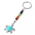 thumbnail image 1 of K-KED 10pcs Natural Stones Keychains 7 Chakra Turtle Pendant Bead Tortoise Keyring -Turquoise, 1 of 9
