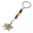 thumbnail image 1 of K-KED 10pcs Natural Stones Keychains 7 Chakra Turtle Pendant Bead Tortoise Keyring -Unakite, 1 of 9
