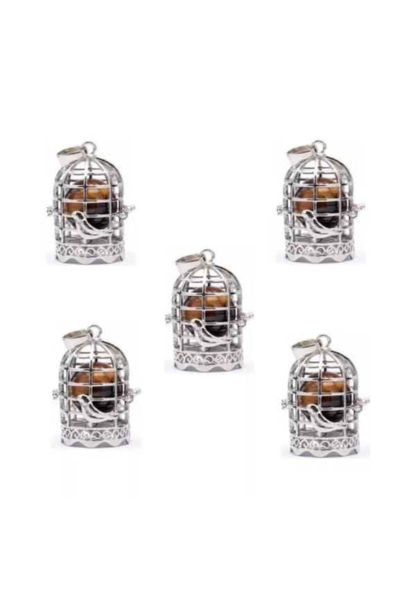 10pcs Natural Tiger Eye Stone Bird Cage Diffuser Locket Pendant DIY Necklace