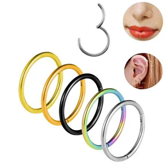 K-KED 10pcs Nose Ring Hoop Ear Ring Helix Tragus Septum Clicker Surgical Steel Ring -18G 8mm-Silver