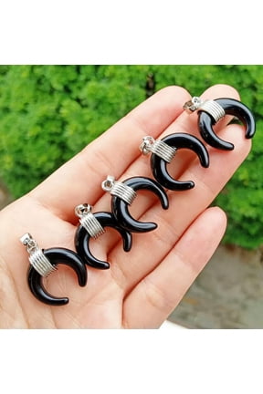 10pcs Obsidian Gems stone Moon Pendants Prism Magic Reiki Healing Amulet