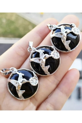 10pcs Obsidian Gems stone hummingbird Pendants Prism Magic Reiki Healing Amulet