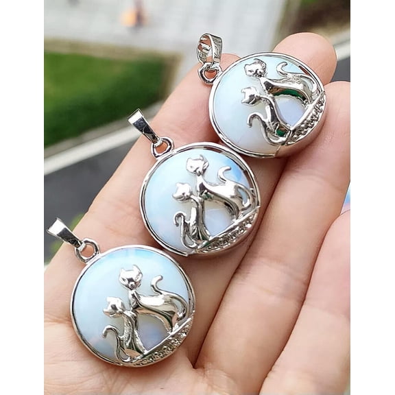K-KED 10pcs Opal Gems Kitty Cat Love Pendants Magic Reiki Healing Amulet