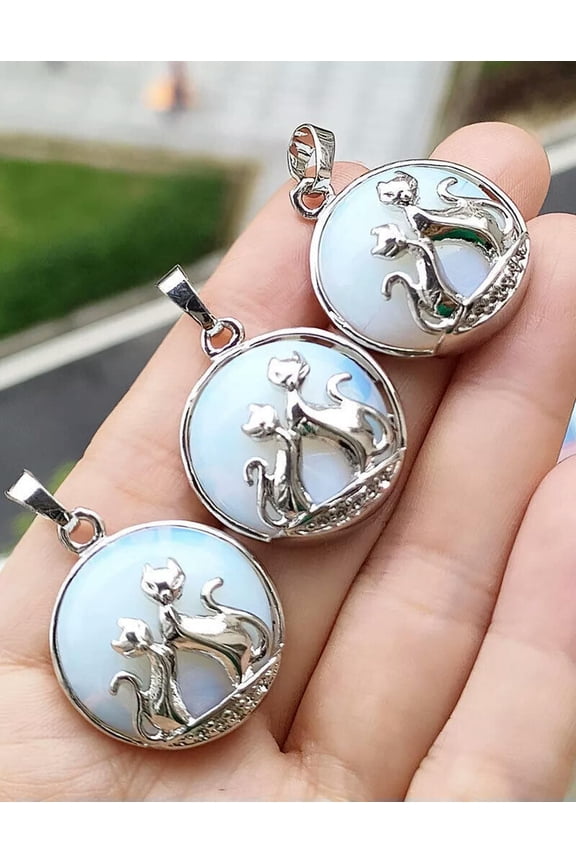 10pcs Opal Gems Kitty Cat Love Pendants Magic Reiki Healing Amulet
