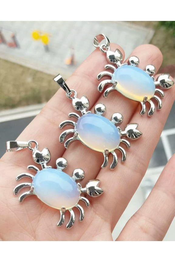 10pcs Opal Gems Stone crab Pendants Chakra Reiki Healing Amulet