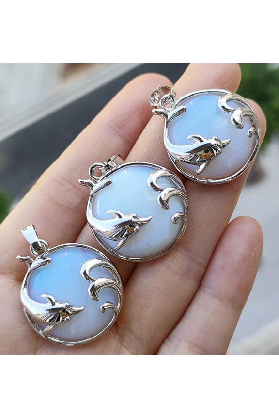 10pcs Opal Gems dolphin Pendants Prism Magic Reiki Chakra Amulet