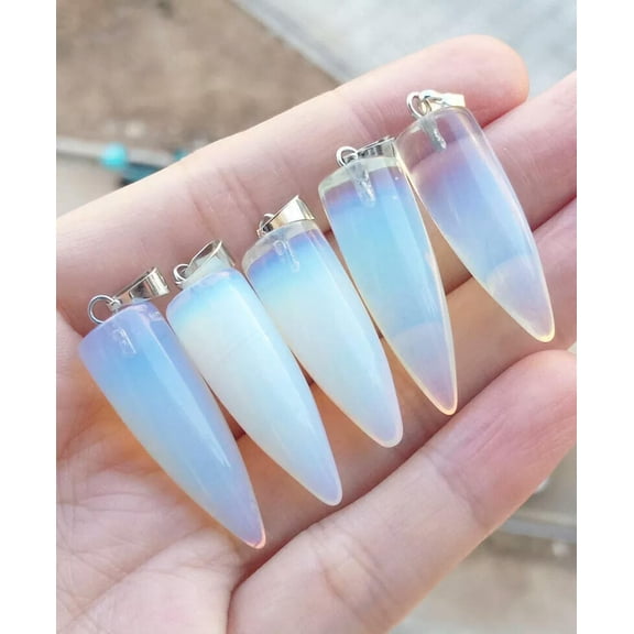 K-KED 10pcs Opal Gems stone Bullet Pendants Prism Magic Reiki Healing Amulet