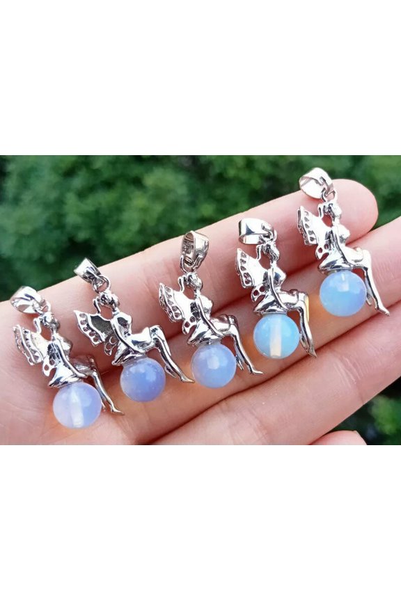 10pcs Opal Stone Pendant Beads smart magic Angel Reiki Heal Amulet