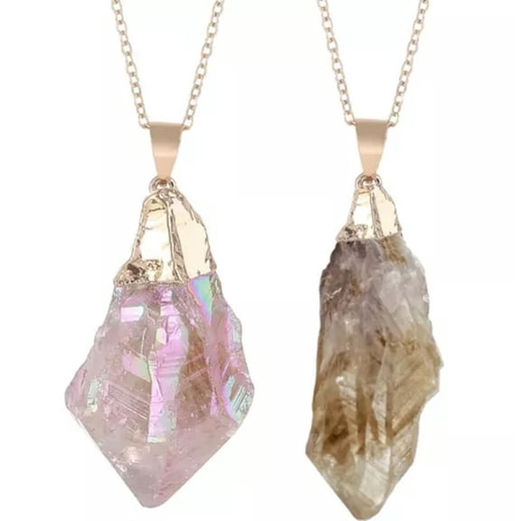 K-KED 10pcs Rainbow Healing Crystal Agate Stone Pendant Necklace Irregular Natural -20 inches-Mix color