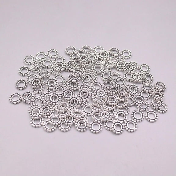 K-KED 10pcs Real 925 Sterling Silver Flower Circle 8mm Loose Spacer Bead Accessory